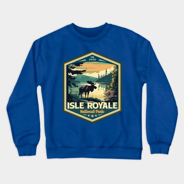 Isle Royale  National Park Vintage WPA Style National Parks Art Crewneck Sweatshirt by GIANTSTEPDESIGN